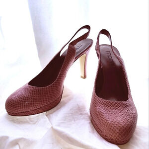 Pink Snakeskin Platform Slingback Heels EUC 💝